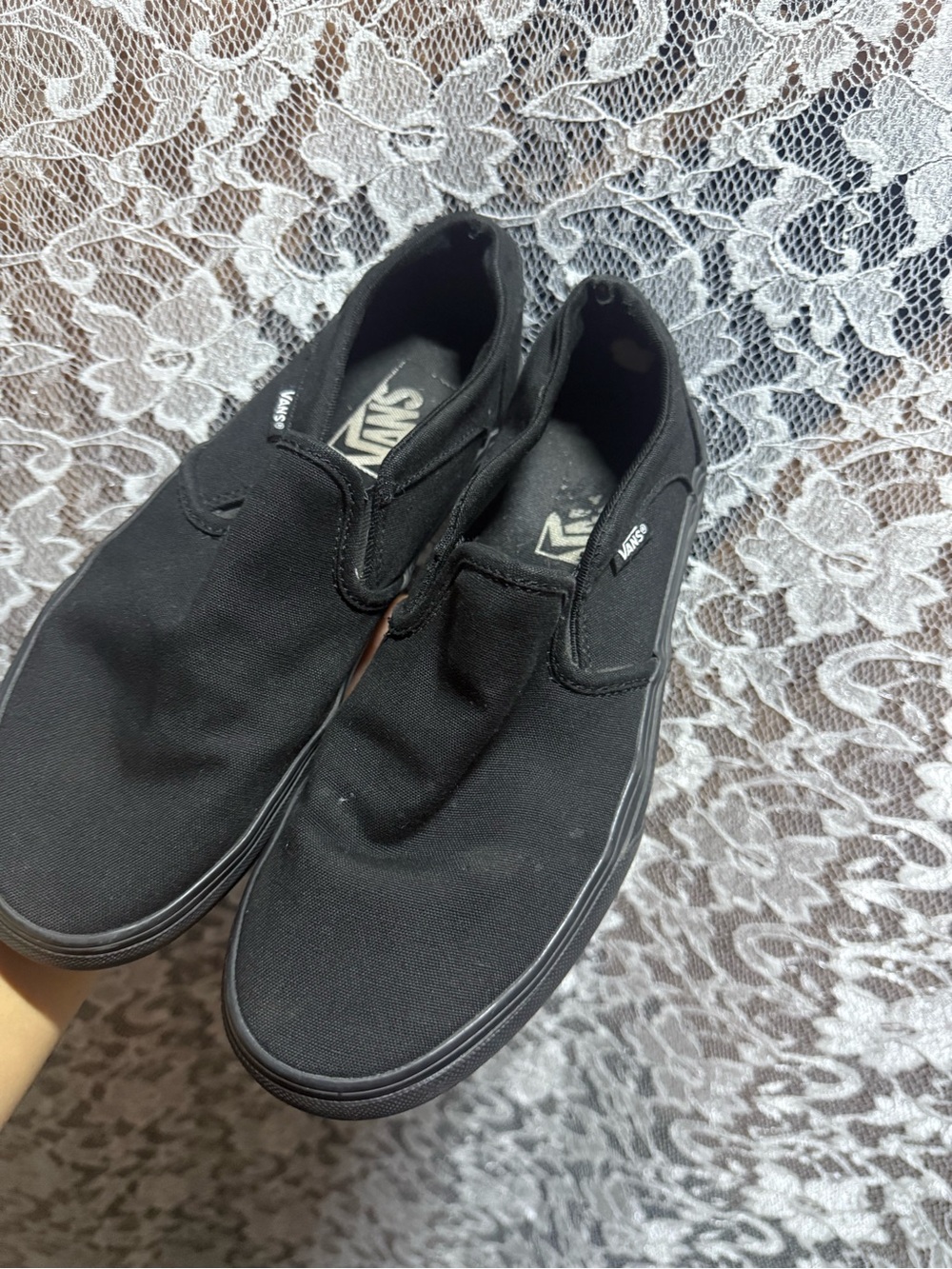 Vans Black Slip-On Canvas shoes small platform 7.5 women’s - Picture 3 of 9